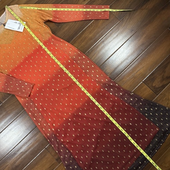 Never Fully Dressed Sz US 12 / UK 16 / EU 44 Sunset Orange Mesh Midi Maxi Dress‎ - Picture 5 of 12